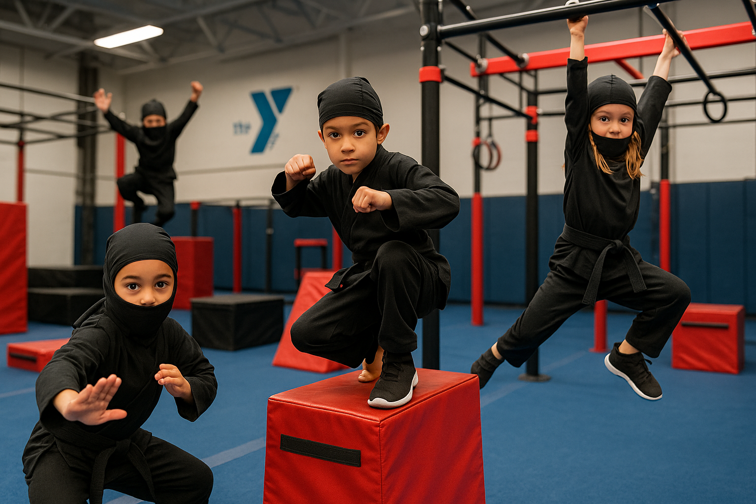 Ninja Kids in YMCA Gym (1)