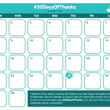 20_#30DaysOfThanks gratitude calendar image